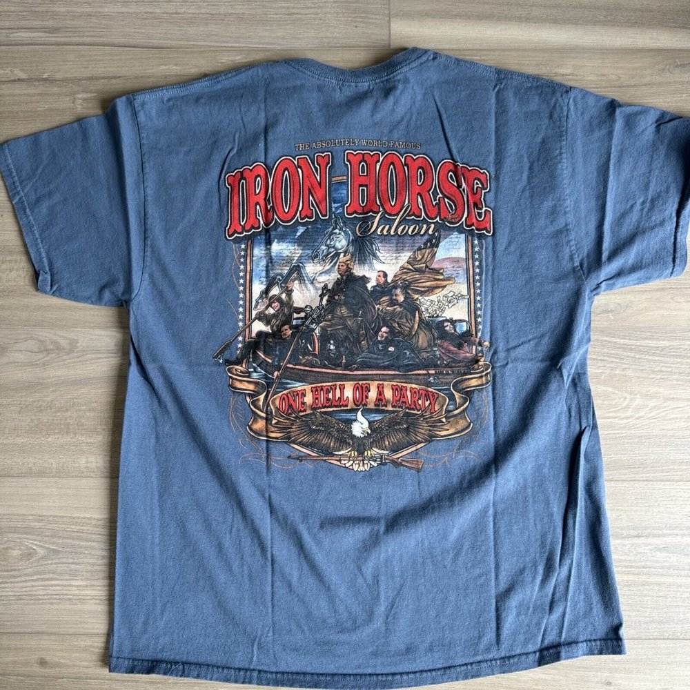Iron Horse Saloon T Shirt Donald Trump Rare Mens XL Blue MAGA Eagle - Picture 7 of 8